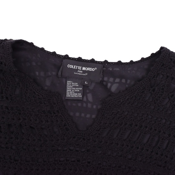 Black Long Sleeve Feminine Lace Like Sheer Goth Top Large - Picture 8 of 12